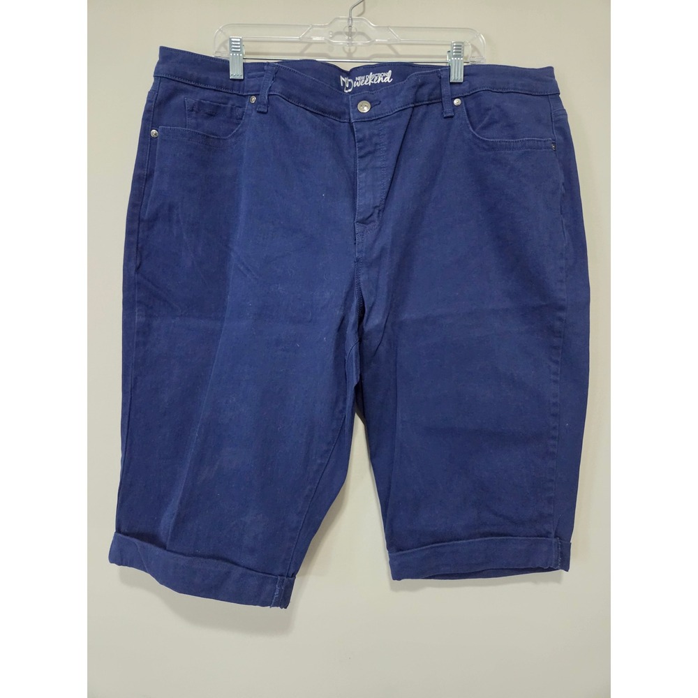 New‎ Directions Weekend Skimmer Shorts Blue Denim Cuffed Plus Size 24W Casual